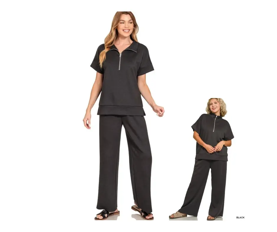 Scuba High Neck Half Zip Top & Pant Set