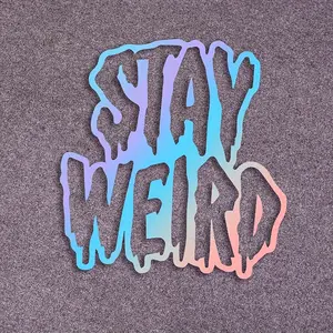 1PC For Car Accessories, Car Decals, Truck Car Decal, Sticker For Cars, Creative design of iridescent gradient graffiti font, 'STAY WEIRD' text personalized elements Easily grasp unique style, Eye-catching, show bold attitude of self