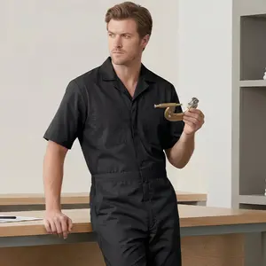 NY Threads Coveralls for Men Short Sleeve Regular Fit Mechanic Work Wear Jumpsuit with Pockets