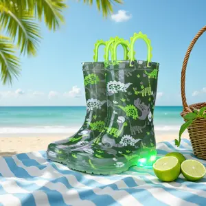 *X-X   Light-Up Rain Boots for Toddler and Kids, Waterproof and Lightweight Outdoor Shoes with Easy-On Handles for Boys (Sizes for Toddler, Little & Big Kids)