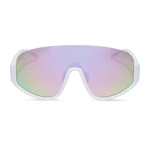 DIFF Blazer Sport Sunglasses in Matte White with Lavender Mirror Polarized Lenses
