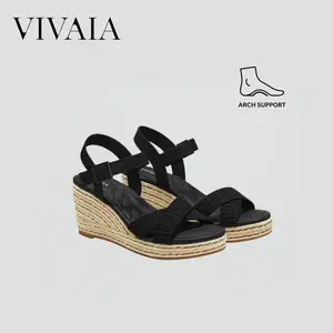 VIVAIA Miami Arch Support Women's Round-toe Wedge Summer Sandals, Adjustable Strap Slingback Wedge Sandals, Summer sandals, Open toe Platform Sandals, suitable for travel, beach (Sally Pro)