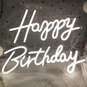 Happy Birthday Letter Design Neon Sign, 1 Count USB Powered LED Neon Light, Decorative Wall Mounted Indoor Light for Birthday Party, Room Decor