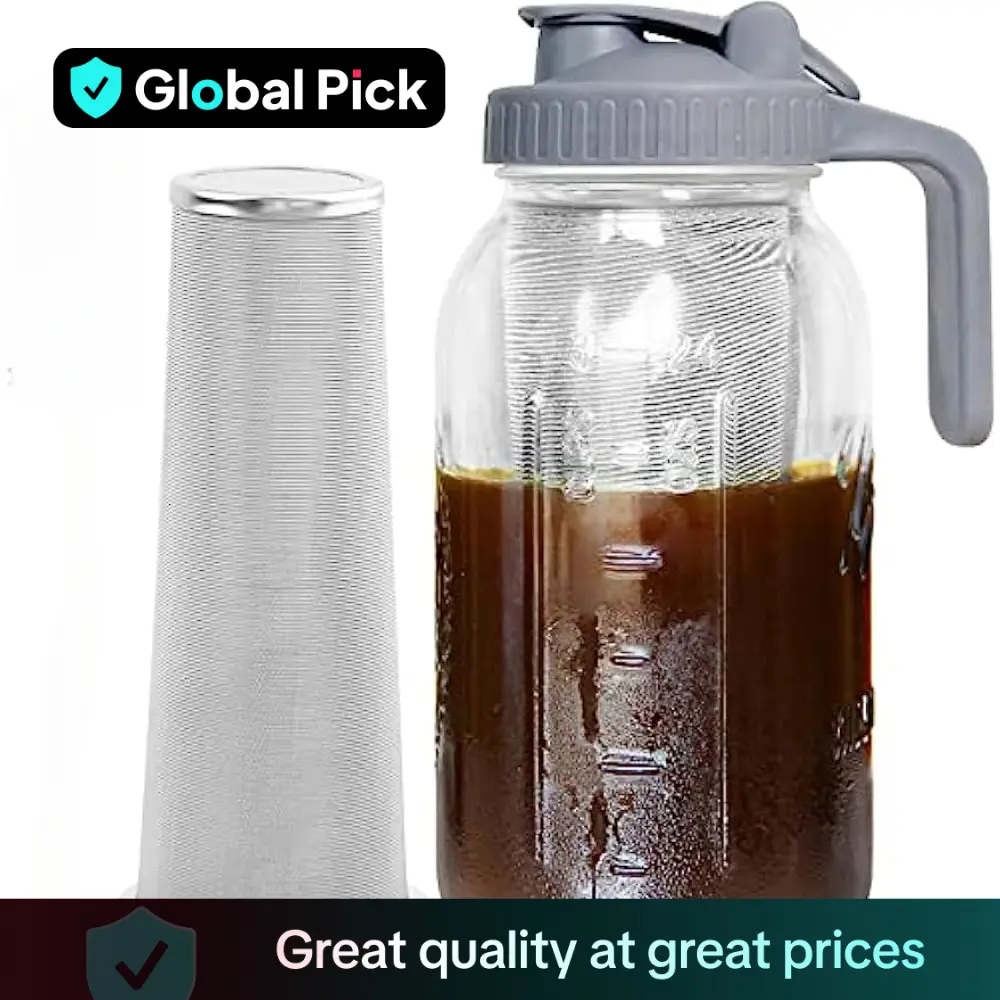 Cold Brew Coffee Maker, 1 Count Mason Jar Pitcher with Handle & Lid, Ice Tea & Coffee & Milk Storage Container