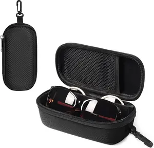 Unisex EVA Shell Waterproof Double Slots Eyeglasses Case with Adjustable Slots, Carabiner Clip, Travel Ready Dual Organizer for Eyeglasses and Sunglasses