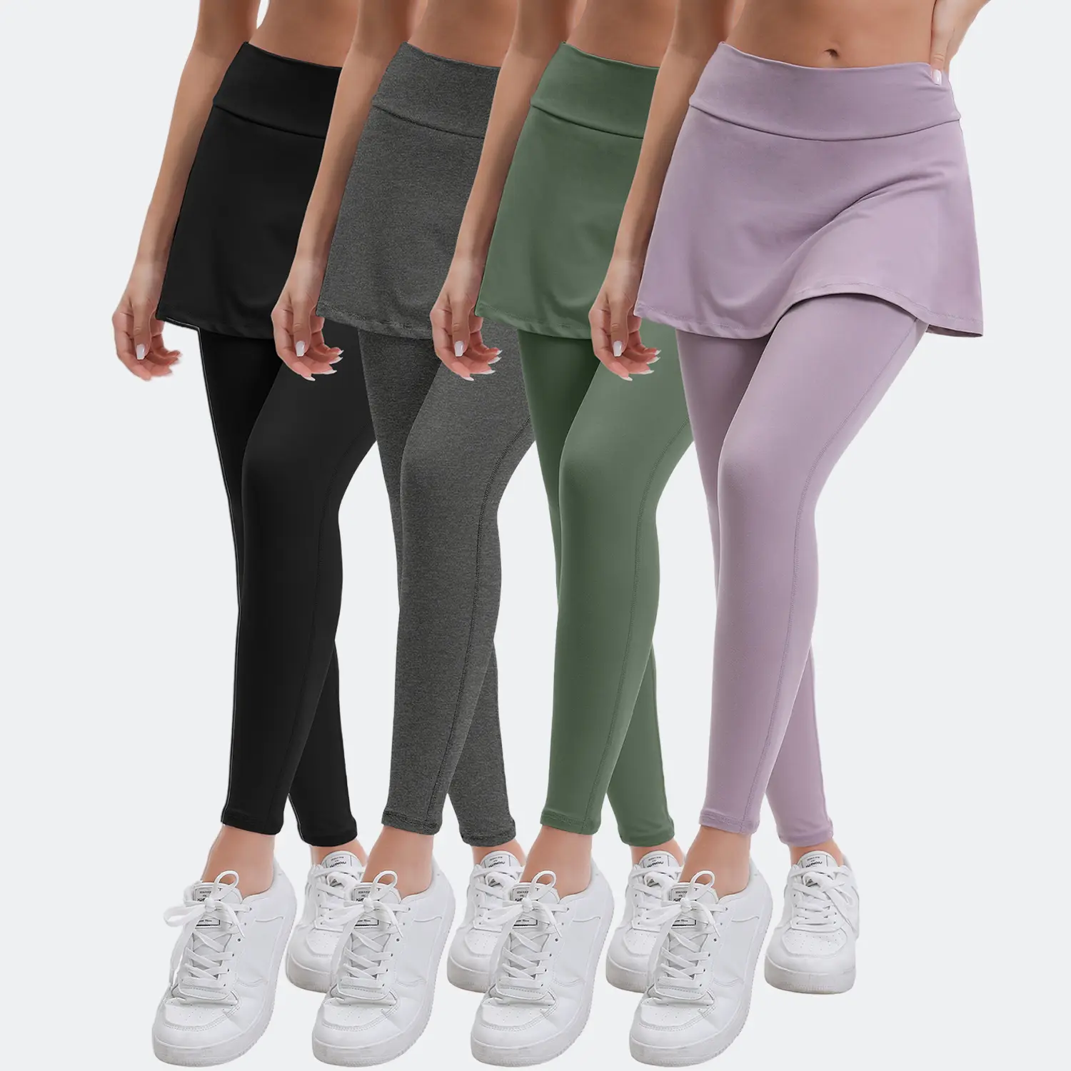 4 Pack Women's Seamless Workout Skorts Tummy Control Skirted Yoga Pants With High Waisted Seamless For Women Butt Lifting Sports Skorts For Yoga Running Gym Active Lifestyle It‘s a Gift summerwins,travel essentials,camping essentials