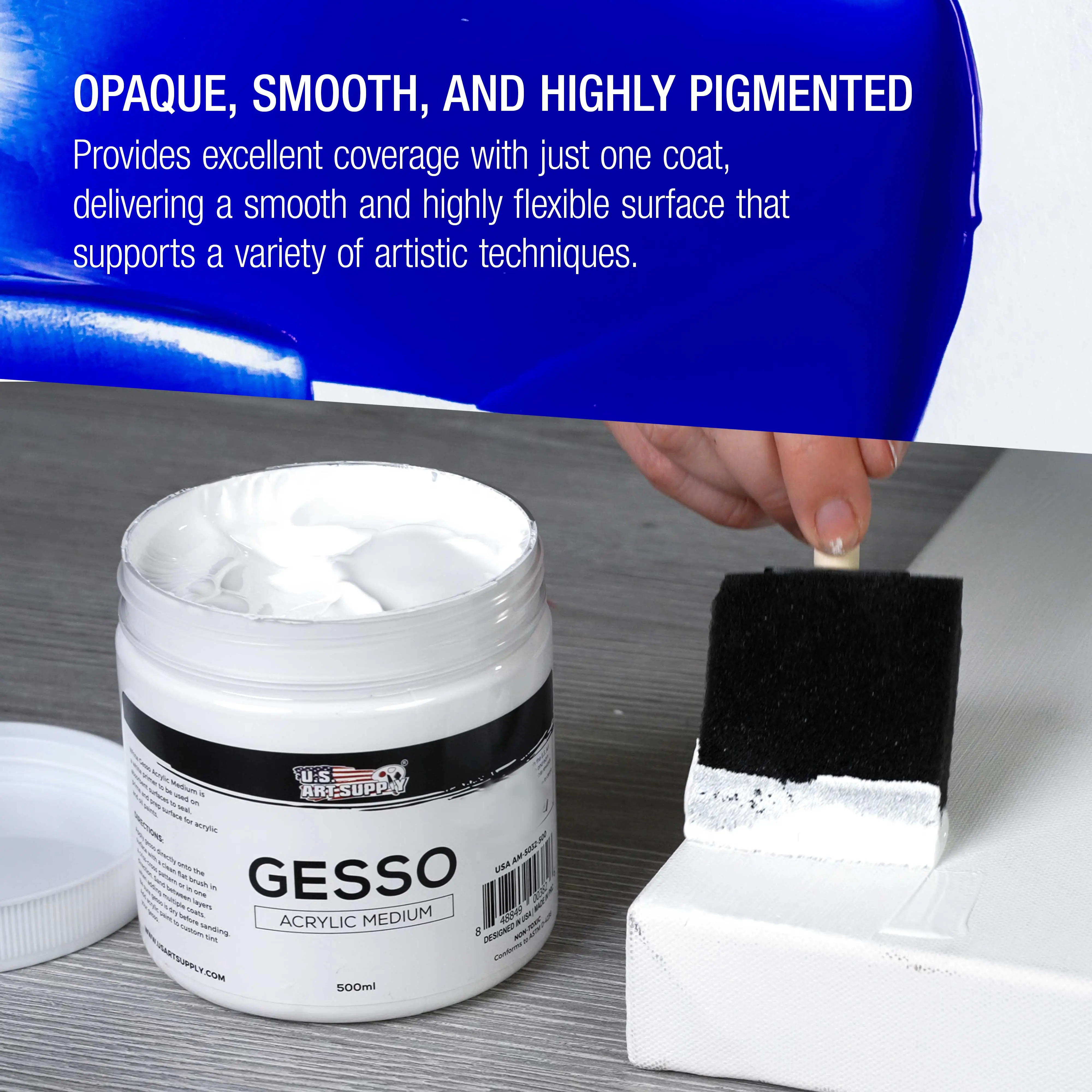 White Gesso Primer - 16.9oz (500ml) for Oil & Acrylic Paint - Superior Coverage, Canvas Prep, Mixable White Gesso Paint Artists
