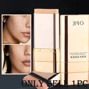 Dual-ended Glow Foundation Stick with Brush, Light Translucent Full Coverage Foundation, Waterproof Long-lasting Cream Foundation for Flawless Glowy Base