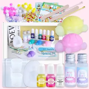 19pc/set DIY Squishy Making Kit - Complete All-in-One Set with Turtle Mold, Crystal Clear Silicone (30ml) & 3 Color Pigments | Perfect for Beginners Squishy Maker Soft Squishy Silicone