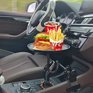 LRBH Car Travel Dining & Beverage Holder - Round Tray for Food, Drinks & Phone - Perfect for Road Trips- Multipurpose Vehicle Organizer, Car Console Organizer, Car Organizers for Snacks & Travel Essentials, Car Cup Holders
