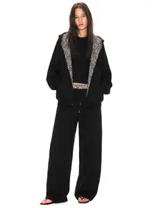 FDR Leopard Print Sweatshirt for Men & Women | Oversized Slightly Cropped Zip Up Hoodie Soft Fleece Top | Vintage Y2K Streetwear Top Unisex Casual Long Sleeve