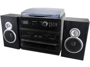 Trexonic TRX-811BS 3-Speed Turntable With CD Player, Dual Cassette Player