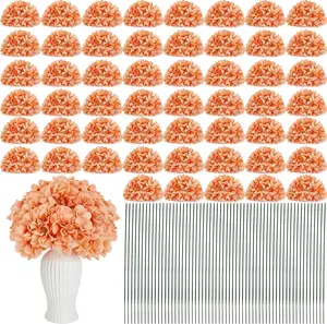 104 Pcs Hydrangea Artificial Flowers, Fall Faux Hydrangea with Stems for Wedding Arch, Silk Hydrangeas for Centerpieces Home Baby Shower Decoration (Terracotta)