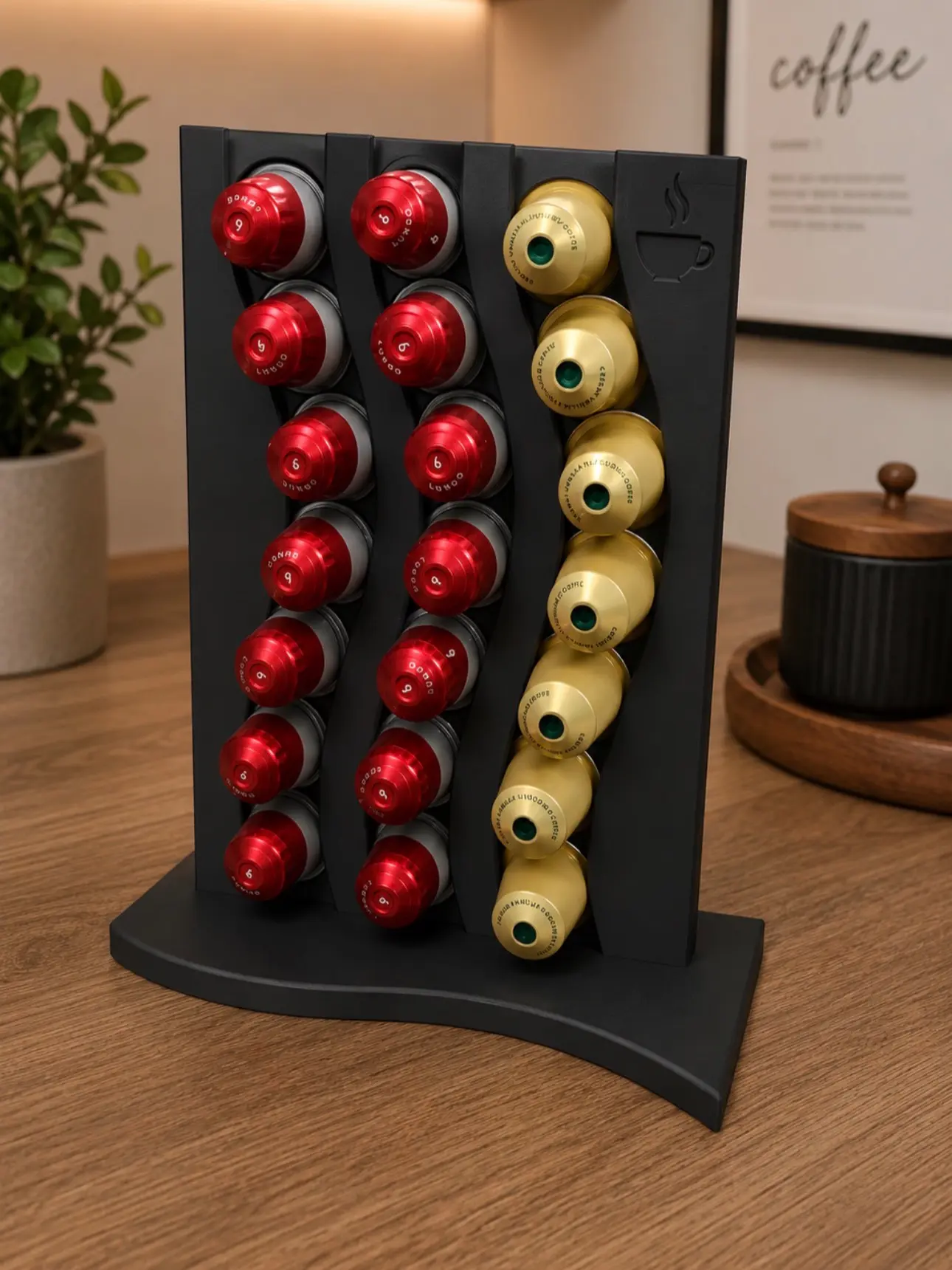 Minimalist Compact Nespresso Capsule Holder - Space Saver Vertical Hold Organizer for Countertop Decor, Efficient Storage for Nespresso Users’ Coffee Station Countertops