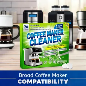 Newly upgraded coffee machine cleaning and descaling tablets - 24 tablets per pack. Deep cleaning and descaling, suitable for all coffee machines, including drip coffee machines and espresso machines.