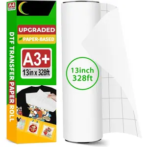Upgraded DTF Paper Roll 13" x 328ft - Paper Based A3+ DTF Transfer Paper Roll for DTG Printer, , No Jamming, No Smear, Hot/Cold Peel DTF Roll 13 Inch for Dark & Light Tshirt