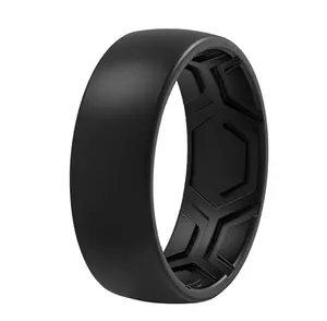 8mm Men's Silicone Wedding Band & Engagement Ring - Working Ring with Inner Texture & Premium Touch Coating