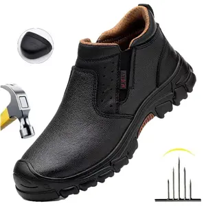 Steel Toe Shoes for Men Indestructible Work Shoes Lightweight Steel Toe Non Slip Safety Shoes Shock Absorption Sneakers Waterproof boots Roofing Shoes work hiking boots sneakers Fathersdaygift