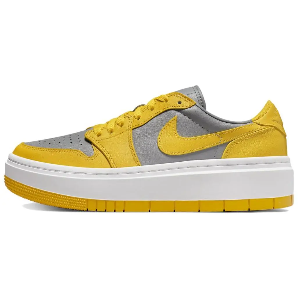 Women's Jordan Air Jordan 1 Elevate Low SE Platform Retro Basketball Sports Shoes, Gray and Yellow, Sports Shoe