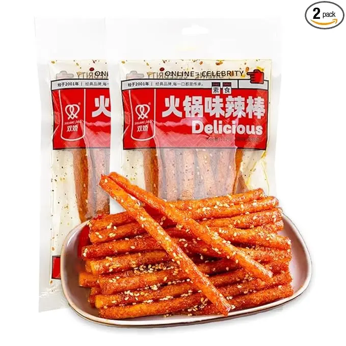 Fraunitsh Latiao Spicy Strips, 2-Pack Chinese Spicy Snack Sticks, Gluten Snack Food, 102g/3.6oz Each, Perfect for Snacking