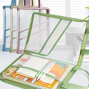 Large Capacity A4 Transparent File Organizer, 1 Count Waterproof Document Holder with Handle, File Storage Organizer Office Supplies for Home Office School