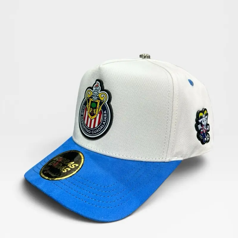 Men's White/Blue Chivas Club Deportivo Adjustable Snapback Baseball Cap - Classic Design, Outdoor Sports Cap, Stylish Functional Fashion Hats Accessory Suede Visor