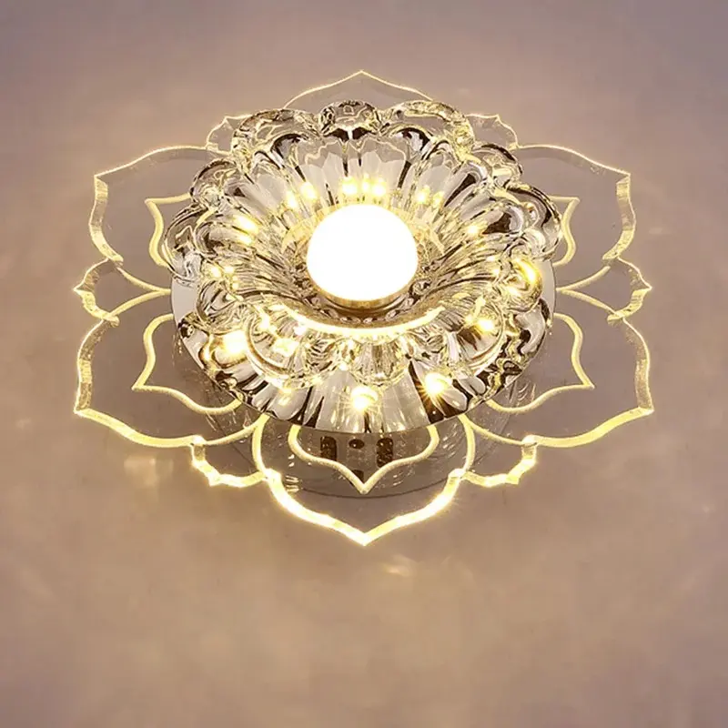 Modern Acrylic Crystal Lampshade LED Surface-Mount Ceiling Lamp - Ambient Decoration Lamp, Decorative Lights, Indoor Lighting with Warm & White Light for Living Room, Gallery