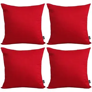 Thmyo 4-Pack 100% Cotton Comfortable Solid Decorative Throw Pillow Case Square Cushion Cover Pillowcase Sublimation Blank Christmas DIY Throw Pillow Covers for Couch Sofa(18x18 inch/ 45x45cm,Red)