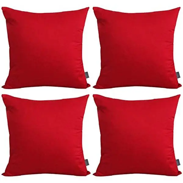 Thmyo 4-Pack 100% Cotton Comfortable Solid Decorative Throw Pillow Case Square Cushion Cover Pillowcase Sublimation Blank Christmas DIY Throw Pillow Covers for Couch Sofa(18x18 inch/ 45x45cm,Red)