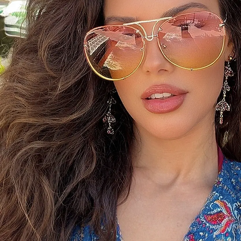 Shadz GAFAS XL "COUNTRY Posche" Oversized Women Sunglasses UV400 Protection Aviator Metal Frame Gradient Design Glamour Touch Unisex Polarized Wrap Around