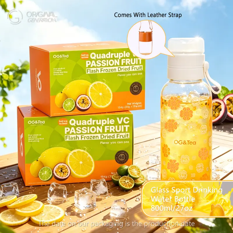 Live Special BOGO Caffeine Free 2.0 Version Passion Fruit Cocktail Tea Lemon Kumquat Tea 154g (22g*7packs) With Freeze Dried Lemon Passion Fruit And Kumquat