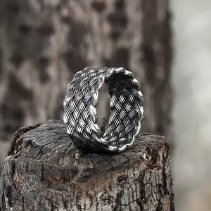 GTHIC Minimalism Braided Stainless Steel Ring for Men and Women Simple Jewelry Daily Wear