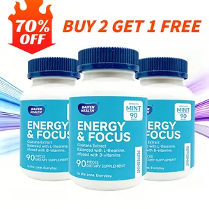 BAIFEN Energy & Focus Mints with Guarana Extract, L-Theanine, B Vitamins, Sugar-Free, Peppermint Flavor, Supplement for Focus, Energy, Mood & Clarity