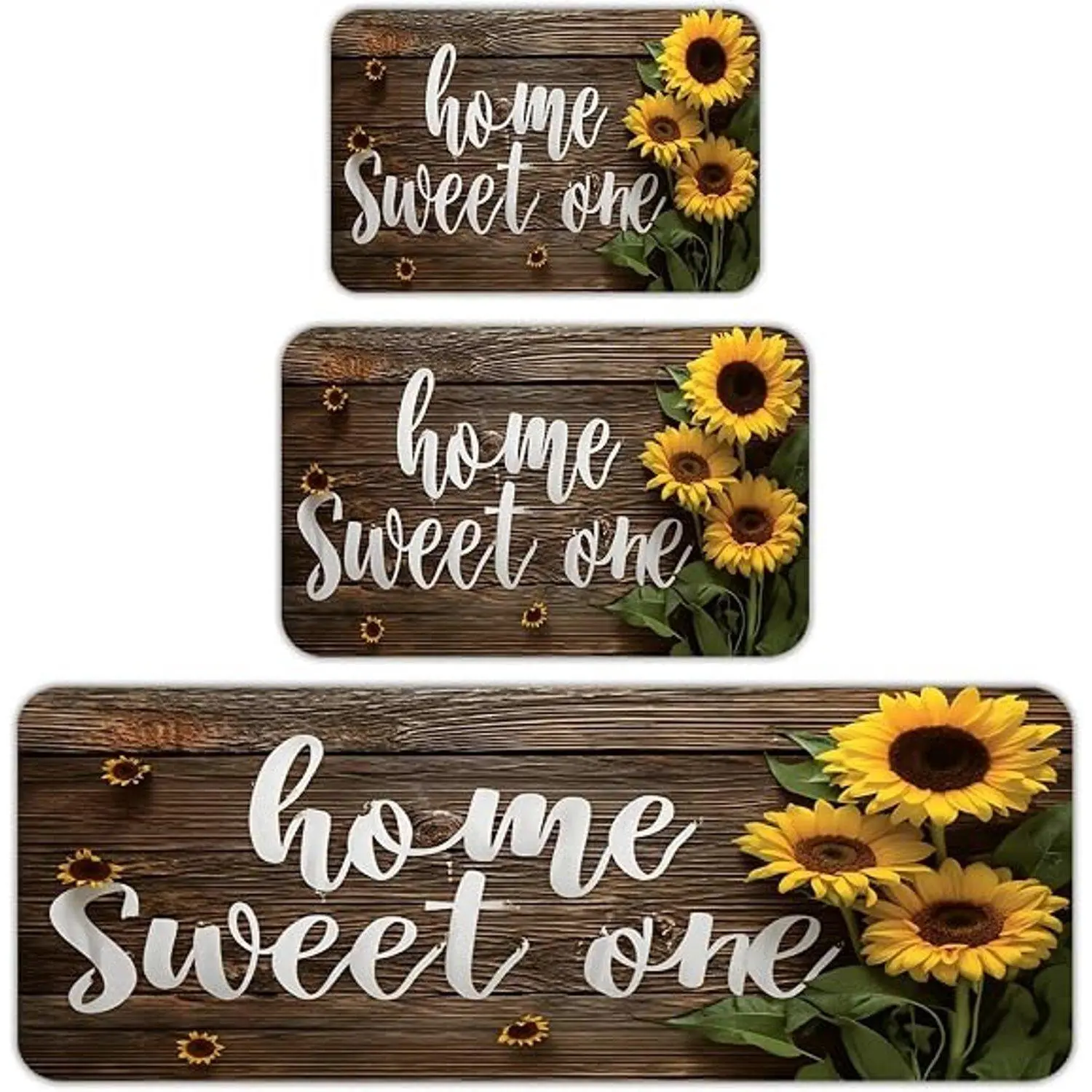 Flannel Vintage Wooden Board Sunflower Home Sweet One Letter Kitchen Doormat