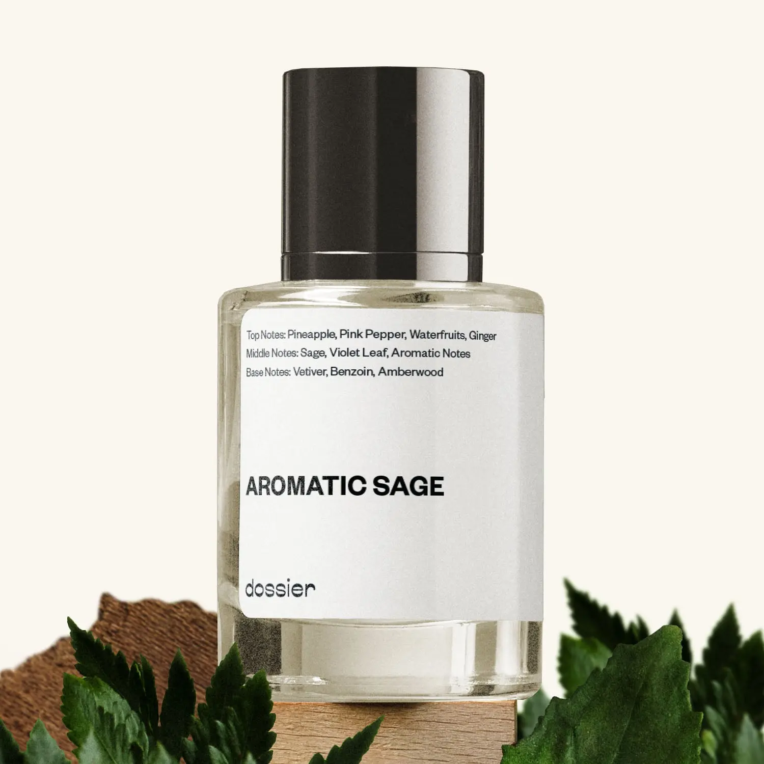 Aromatic Sage, Dossier, Men Perfume, Eau de Parfum, 50ml, Pineapple, Pink Pepper, Waterfruits, Ginger, Sage, Violet leafs, Vetiver