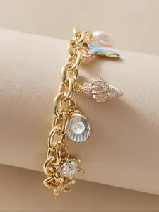 Boho Style Starfish & Shell & Fishtail Design Charm Bracelet, Fashion Jewelry for Party, Daily Clothing Decor, Trendy All-match & Exquisite Jewelry for Birthday Gift, Fashionable Bracelet, Elegant Jewelry Bracelet