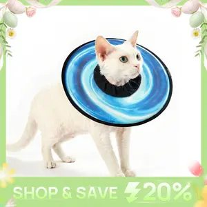 HICC PET Pet collar,Cute Cat  Waterproof Cat Recovery Collar,Anti-Bite Lick Wound Healing Safety Elizabethan e Collar for Cats,Purple Flower All-Season Style