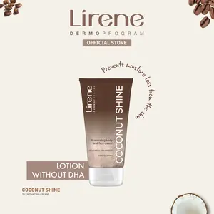 Lirene Perfect Tan Coconut Shine Illuminating Face & Body Cream — Instant Golden Glow, Glass Skin Effect, DHA-Free
