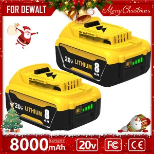 2 Pack 8.0Ah Lithium Ion Replacement for Dewalt 20V Battery 8000mAh MAX DCB200 DCD/DCF/DCG/DCS High Capacity Long Lasting Portable Devices 20V 8AH lithium-ion power tool high-capacity powertools