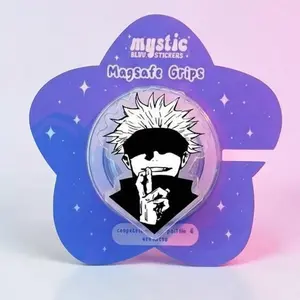 Jujutsu Kaisen Gojo Magnetic Phone Grip, Kindle Holder, MagSafe Compatible, Void Hand Sign Vibe, High-quality Print, Removable Magnet, Gift for Readers.