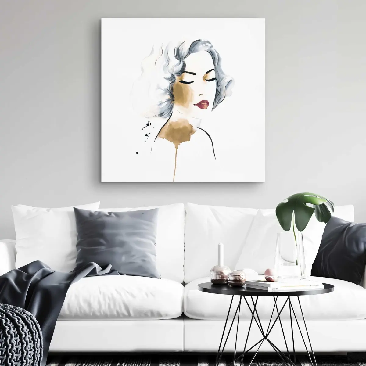 212 MAIN Women's Classic Artistic Wall Art Painting - 32x32 in., Beige High-Definition Watercolor Strokes Artwork, Bedroom Home Aesthetic Decoration Gift (Model C1RC3232L53D1)