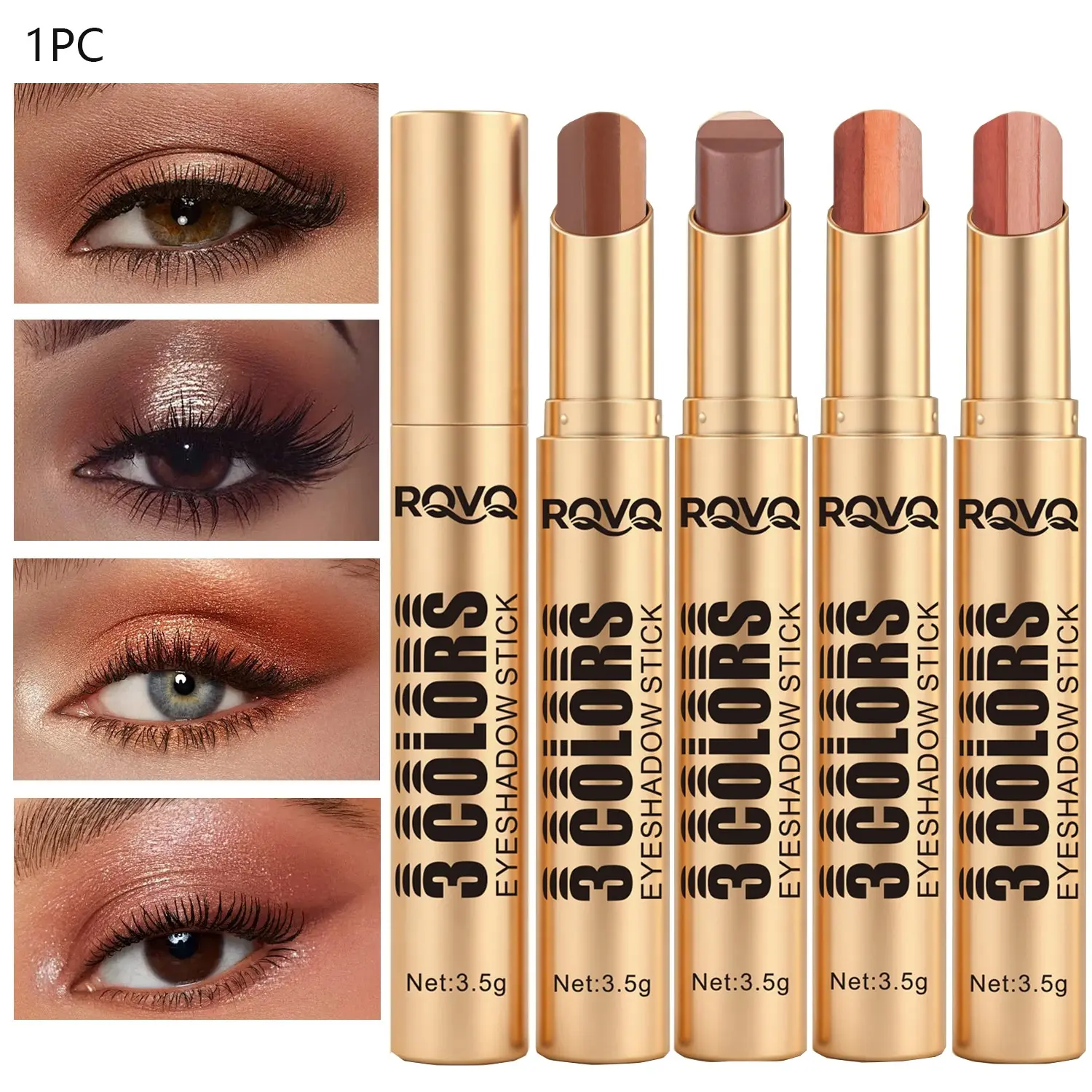 3-color multi-function eye shadow stick Glitter Shimmer Eyeshadow waterproof, durable and easy to apply natural eye makeup