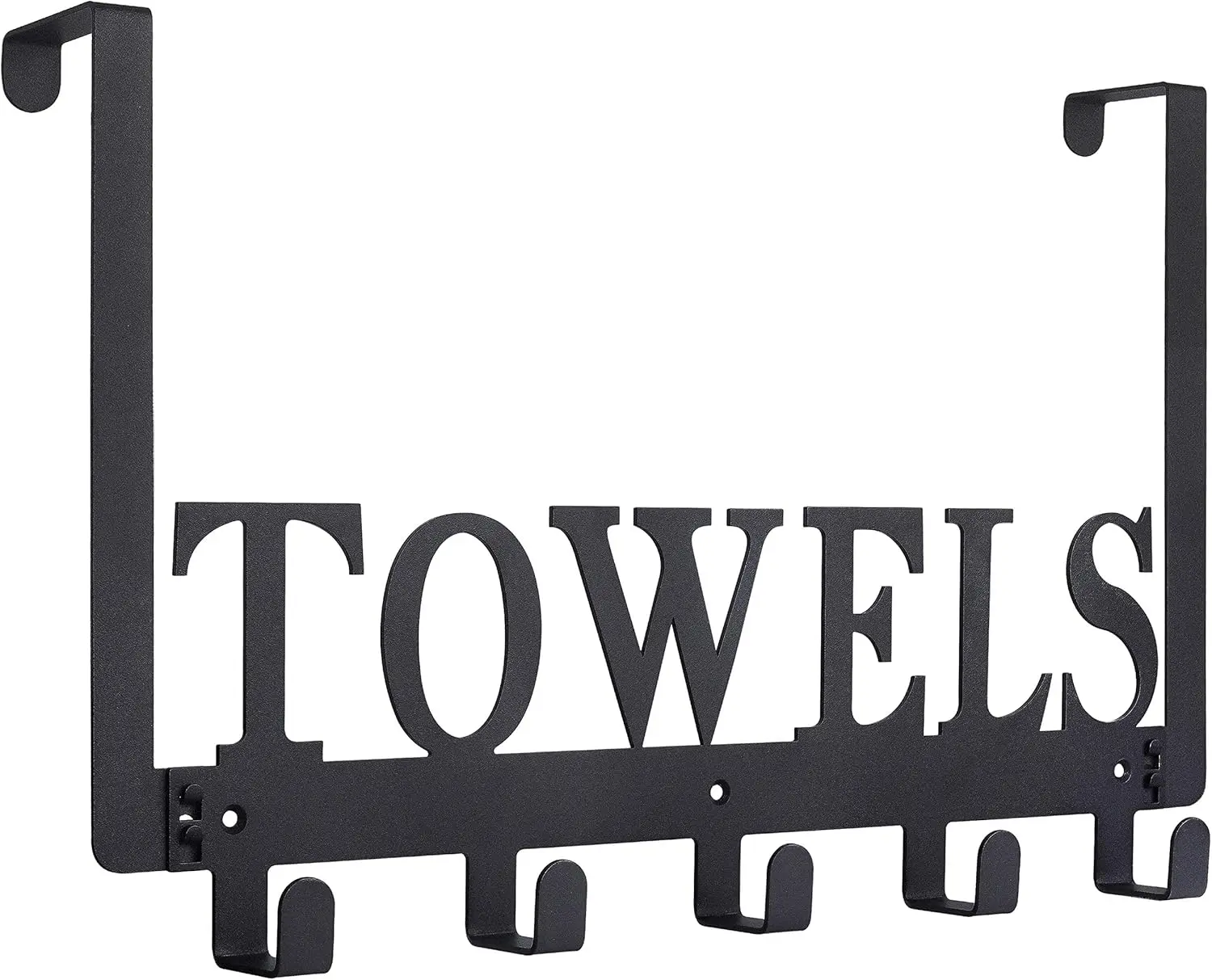 Over The Door Hooks - Towel Holder for Bathroom, Bedroom, Kitchen & Pool - Sandblasted Black Metal Wall Mount