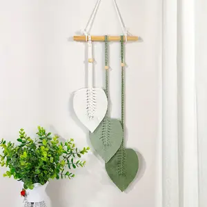 Modern Bohemian Handwoven Leaf Tapestry Wall Hanging | Geometric Pattern, Non-Textile Weaving, Indoor Spandex Wall Art for Living Room, Bedroom, Home Decor | Ideal Gift for Mom on Halloween, Christmas
