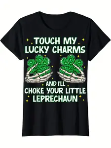 Funny Skeleton Hand Shamrock St Patricks Day Irish Womens T-Shirt