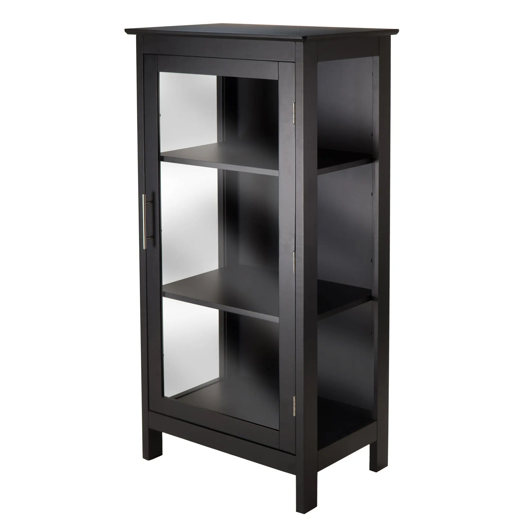Winsome Wood Poppy Display Cabinet, Glass Door, Black, Composite wood / Glass