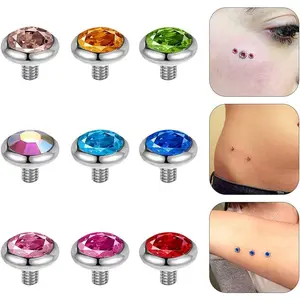 Surgical Steel Dermal Piercing Jewelry Tops for Women Men Cubic Zirconia Micro Dermal Anchor Tops Base Dermal Piercing 3-20Pcs Dermal Piercing Kit Hypoallergenic