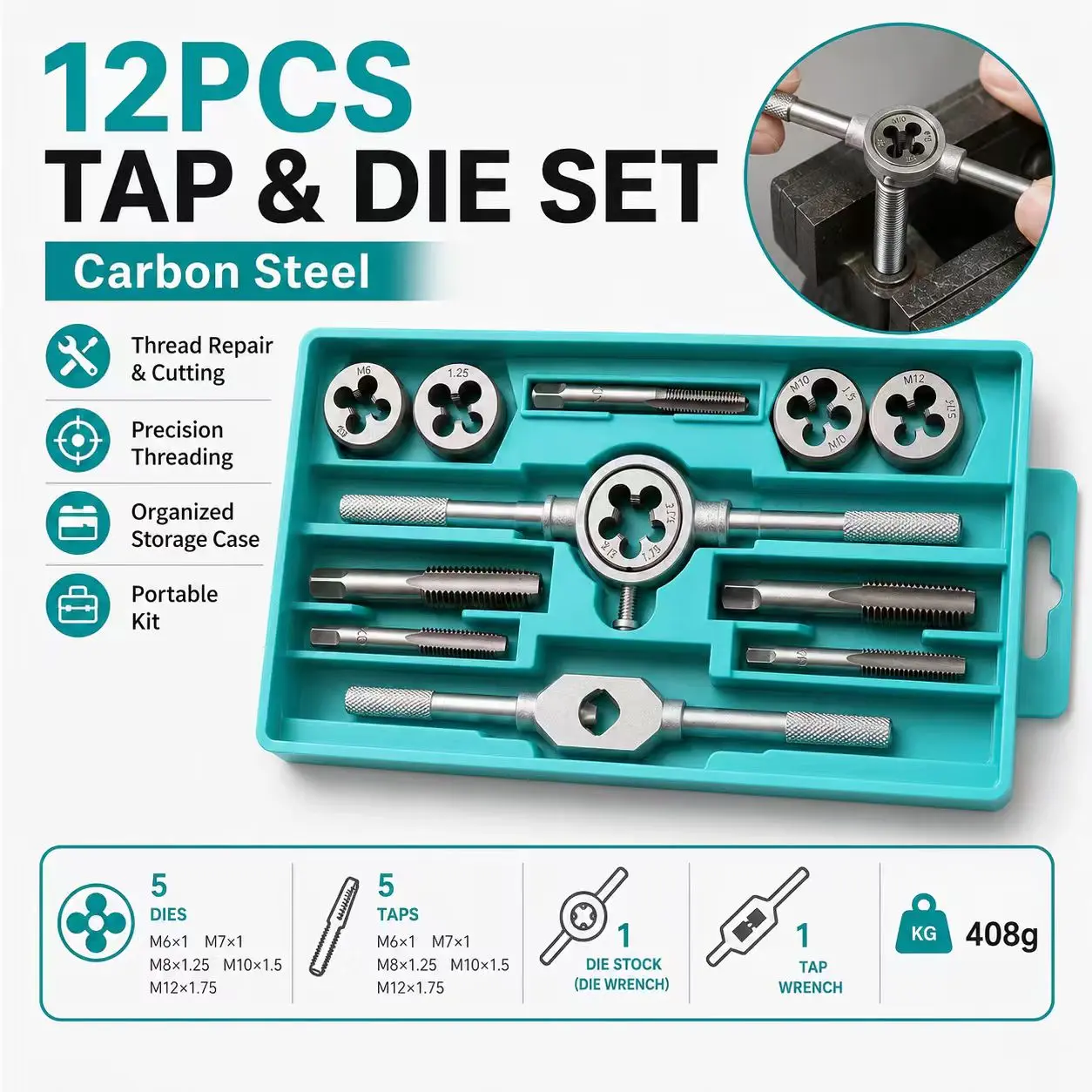 Carbon Steel Broken Screw Extractor Tool Kit, Efficient Plumbing Repair Tool for Faucet and Valve Repair, Bathroom and Kitchen Pipe Fittings Removal, Tool Kits, Efficient Plumbing Repairs