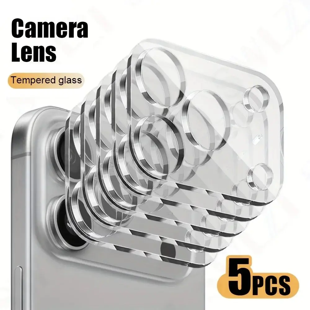 5pcs Camera Lens Protector.Compatible iPhone 17 Air/17 Pro Max/17 Pro/16e/17/16/15/14/13/12/11/Pro Max/Pro/Plus/Mini,3D Full Coverage,High-Definition,Scratch-Resistant,Dustproof,Easy to Install