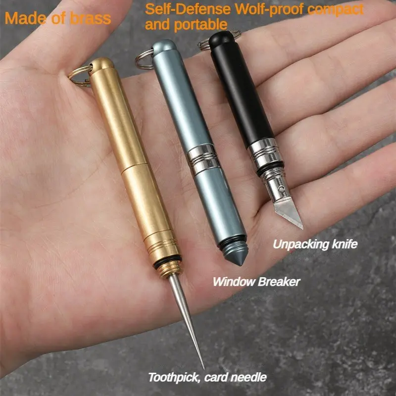 Copper Toothpick Knife Keychain, Keychain For Purse, Multi-Functional Card Picker, Unboxing Tool, Dental Pick, Fixed Blade Surface, 1 Piece